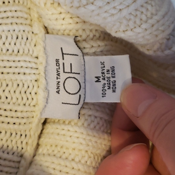 LOFT Cream cable knit sweater - Picture 3 of 3